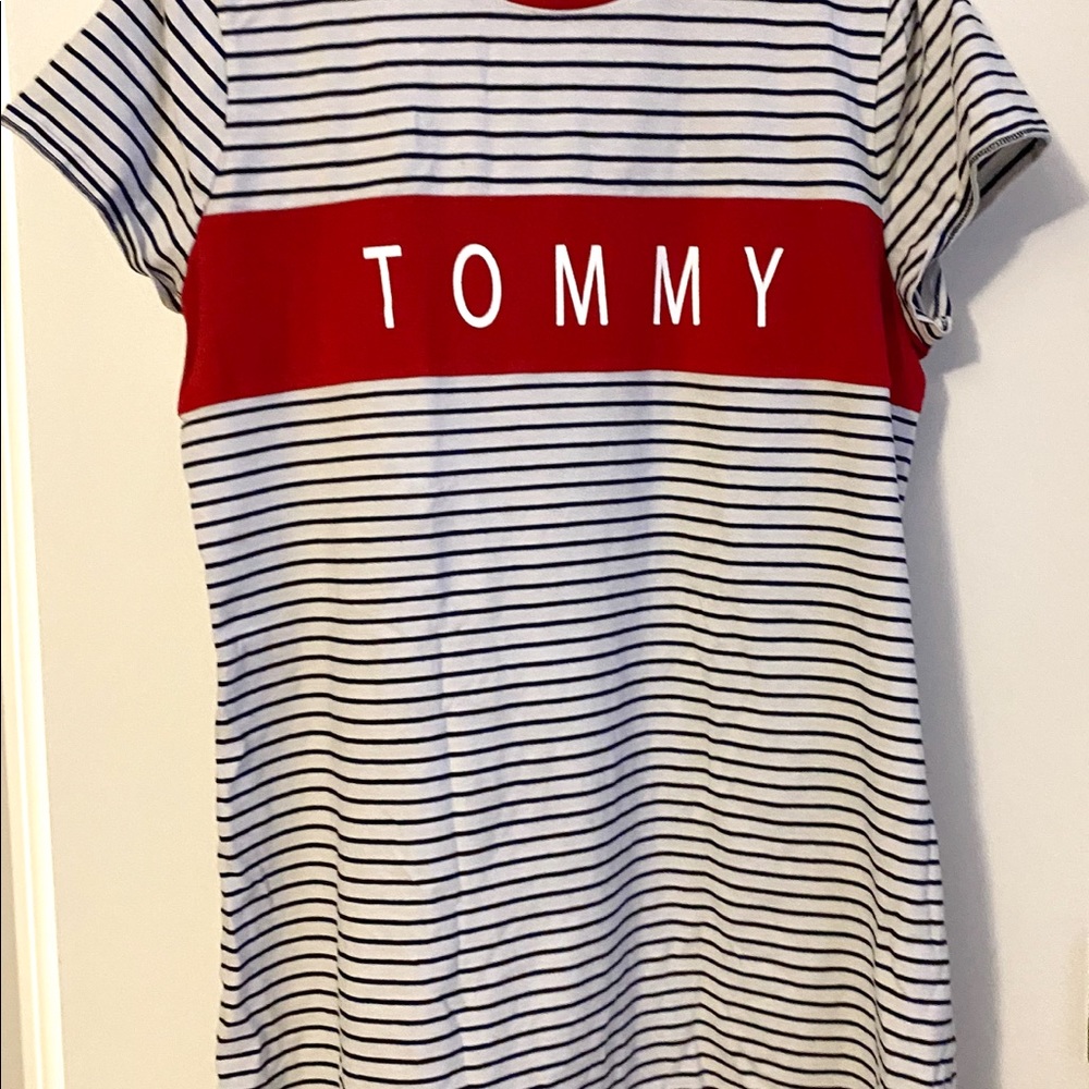 Tommy Hilfiger - XL - Women’s Dress - Cotton - No Smoking Home - Red/White/Blue